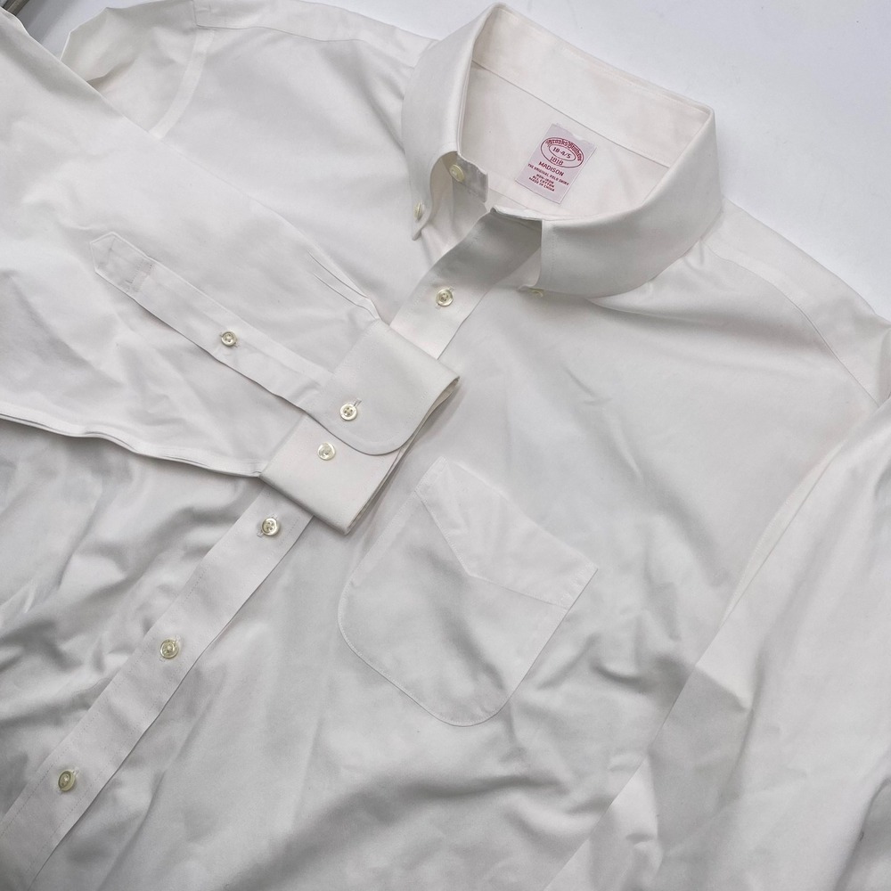 Brooks Brothers Madison Dress Shirt Mens 18 4/5 3XL White Non-Iron Cotton Polo